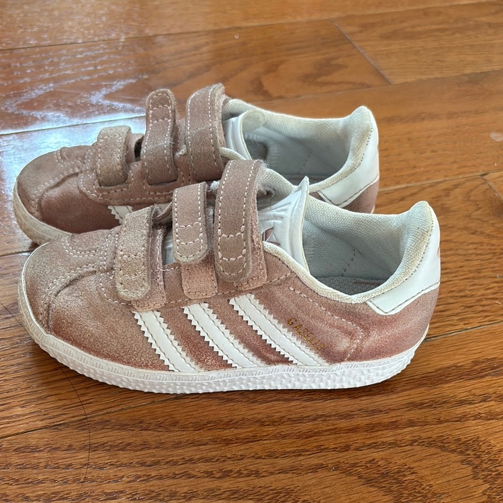 adidas Pink and White Sneakers with Velcro Straps